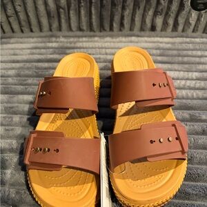 CROCS Brown and Yellow Sandals
